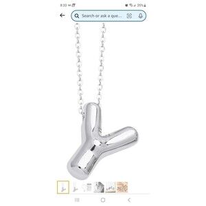 Women And Men - Bubble Letter Initial Necklace Y Necklace Y Necklace Bubble...